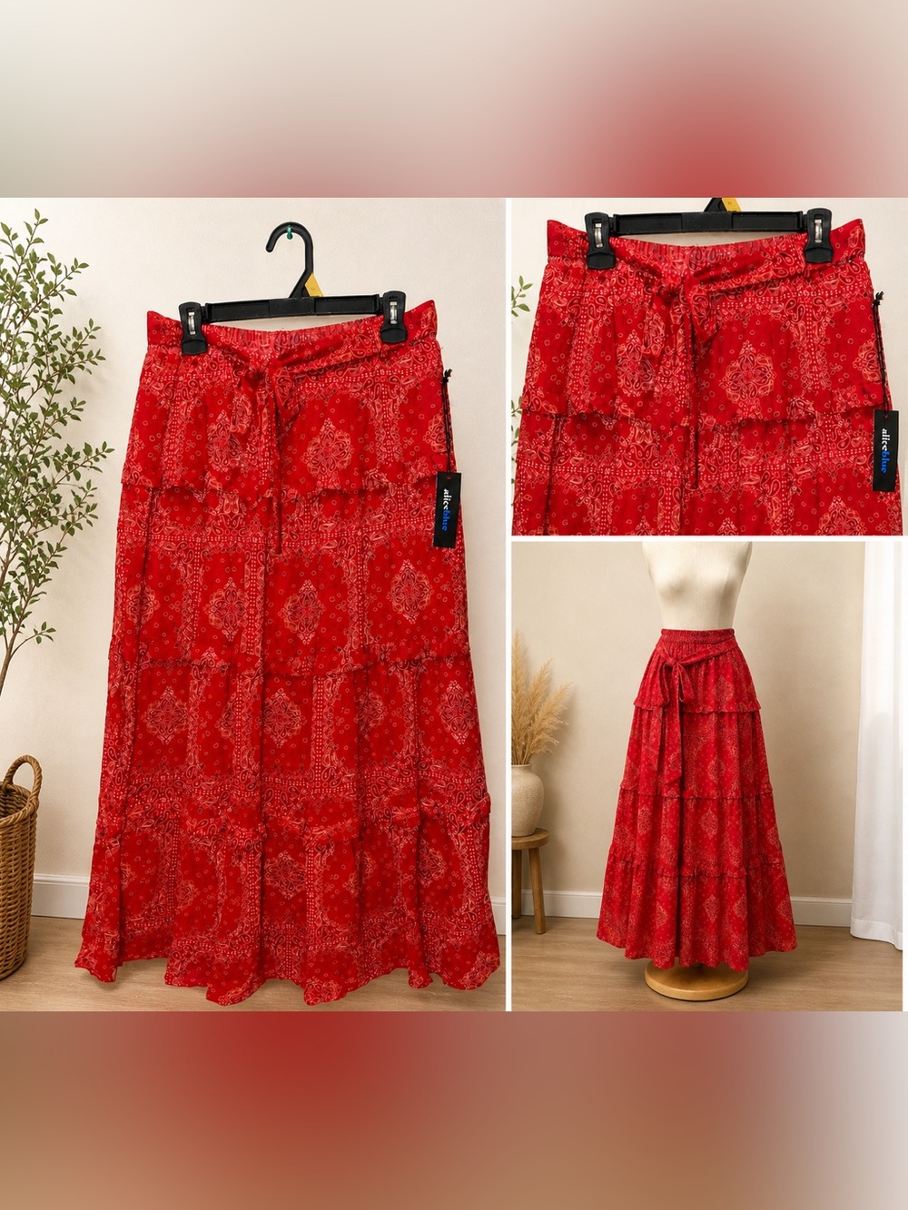 alice + blue Red Paisley Tie-Waist Dress
